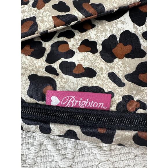 Brighton Leopard Print Backpack Laptop Bag 17x13 Polka Dot Lining - Picture 1 of 10
